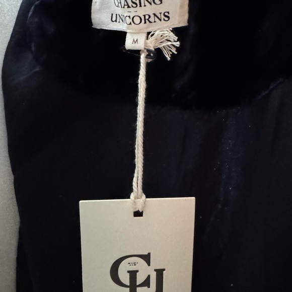 Chasing Unicorns Navy Velvet Jacket with Gold Embroidery - Picture 7 of 8